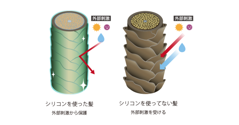 外部刺激から髪の毛を守るシリコン